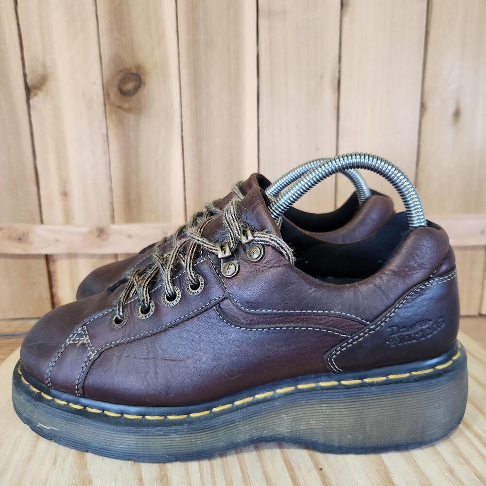 Vintage Dr. Martens 9861 Shoes Mens 8 Brown Leather Platform Lace Up Casual